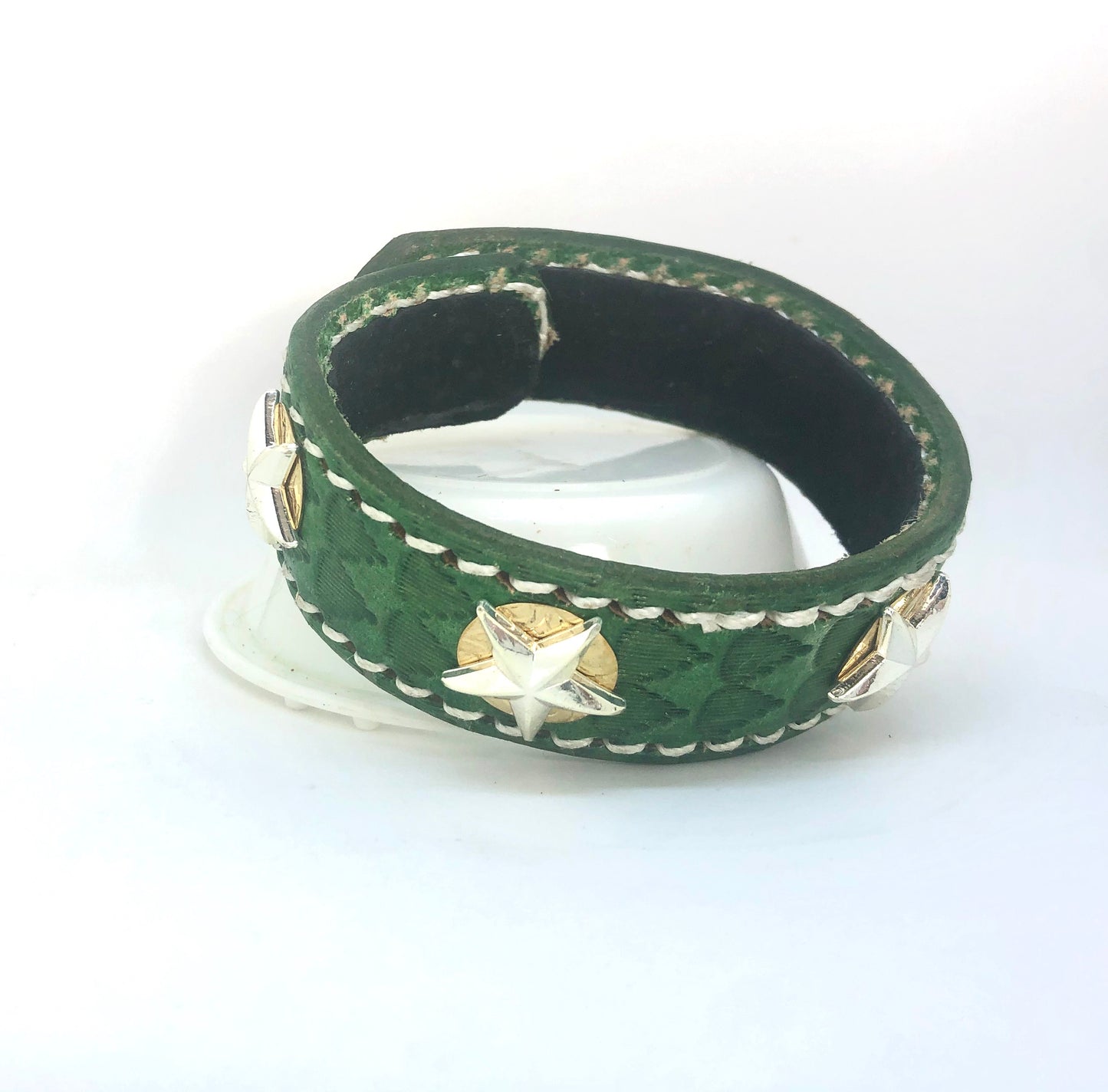 The Aristocrat Light Green Leather Bracelet top view
